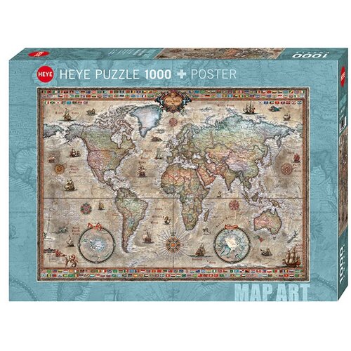 Heye puzzle Map Art Retro World 1000 delova 29871 Slike