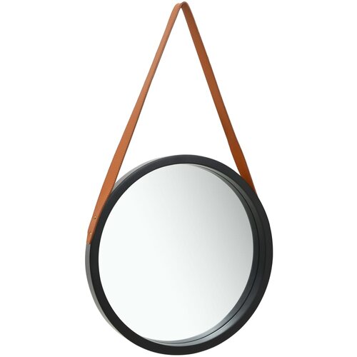 vidaXL Stensko ogledalo s pasom 40 cm črno, (20798314) Cene