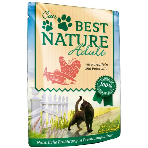 Best Nature Varčno pakiranje Cat Adult 32 x 85 g - losos s piščancem in krompirjem