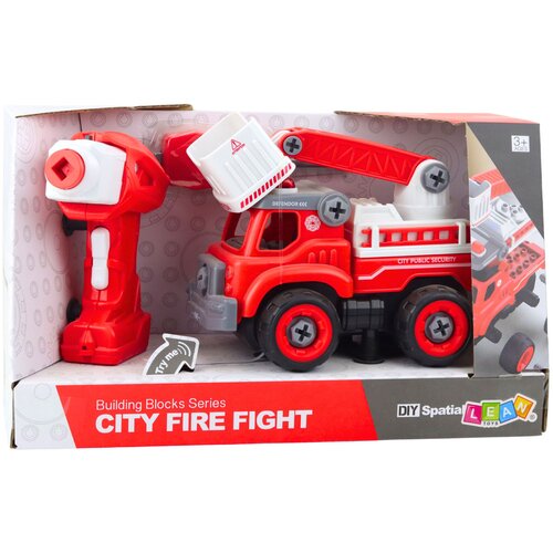 Lean Toys Gasilsko vozilo z vrtljivo roko, daljinsko vodeno, izvijač 2 v 1 Slike