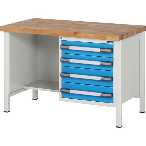 eurokraft pro delovna miza z ogrodjem serije 8, 4 predali: 2 x 120, 2 x 150 mm, šxg 1250 x 700 mm Cene