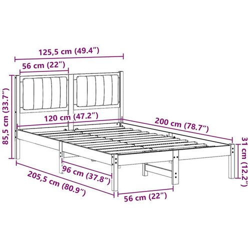 VidaXL Krevetni okvir s tapiciranim uzglavljem Sivo-smeđa 120 x 200 cm Slike