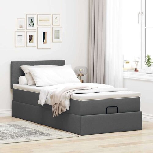 VidaXL Otomanski okvir kreveta s madraca tamnosivi 90x190cm tkanine Slike