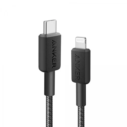 Anker 322 USB-C to Lightning pleteni kabal 0.9m crni