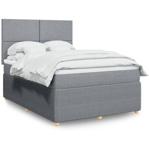 vidaXL Box spring posteljni z vzmetnico svetlo siv 140x190 cm blago Cene