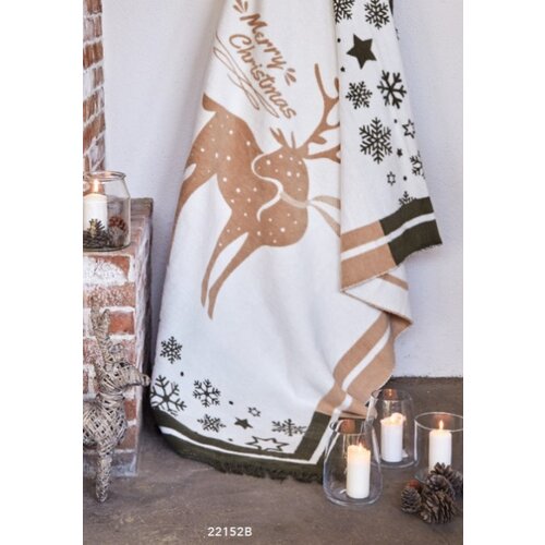 Dekordom Ćebe cotton christmas 150x200 - 22152-b - raindeer gold ( 023774 ) Cene