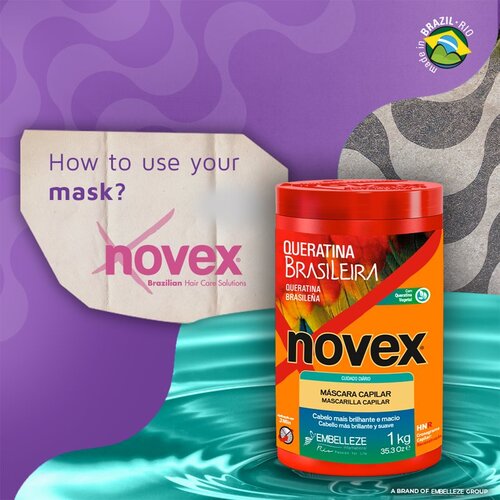 Novex Brazilian Keratin obnovitvena maska za po&amp;scaron;kodovane lase 400 g Slike