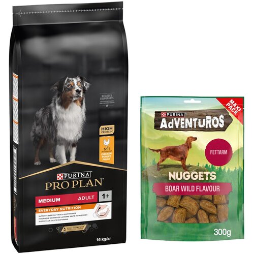 Pro Plan PURINA suha pasja hrana 14 kg + Adventuros Nuggets priboljški 300 g gratis! - Medium Adult Everyday Nutrition Cene