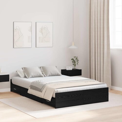 Krevet s ladicama Crni hrast 120 x 190 cm Konstruirano drvo Cijene