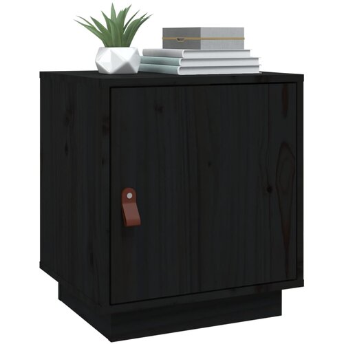  Noćni ormarići 2 kom crna 40 x 34 x 45 cm od masivne borovine Slike