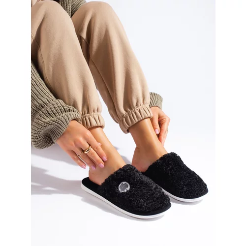 SHELOVET Women's black slippers