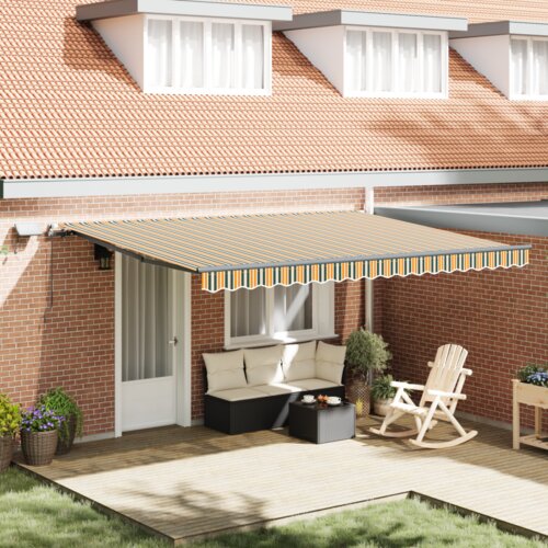 Ručna Ročna retraktivna tenda z LED zeleno in rumeno 450x350 cm, (22146153) Cene