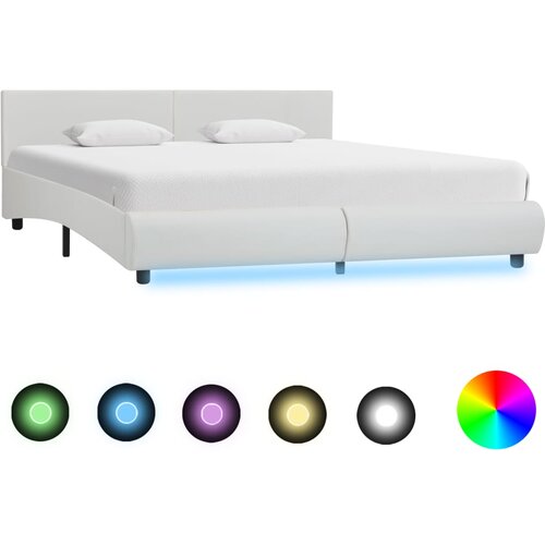  Okvir za krevet od umjetne kože LED bijeli 160 x 200 cm Cijene