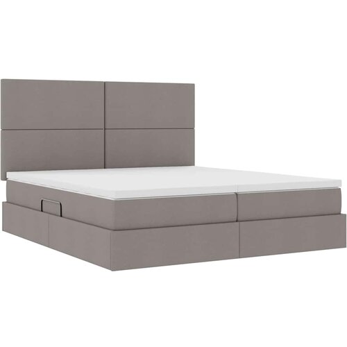  Krevet s od storage s uzglavljem Sivosmeđa 200 x 200 cm Tkanina Slike