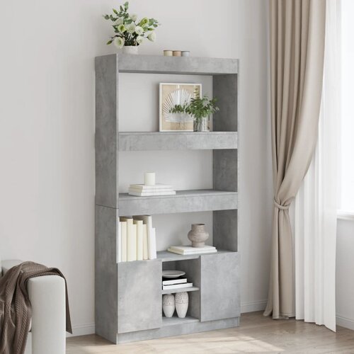 VidaXL Visoka komoda siva boja betona 92x33x180 cm konstruirano drvo Slike