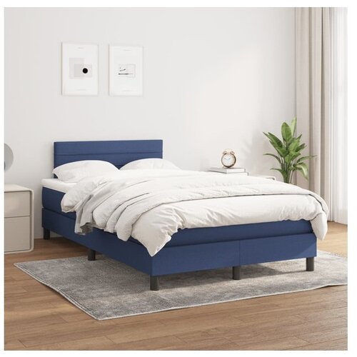 vidaXL Box spring postelja z vzmetnico moder 120x200 cm blag Cene