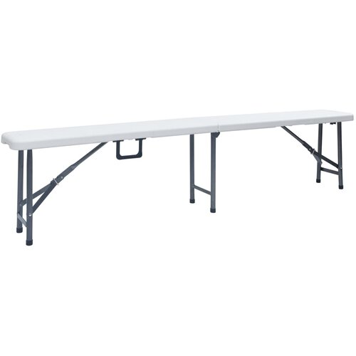  Sklopivi vrtni stol s 2 klupe 180 cm čelik i HDPE bijeli Slike
