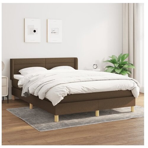 VidaXL Box spring postelja z vzmetnico temno rjav 140x190 cm Slike