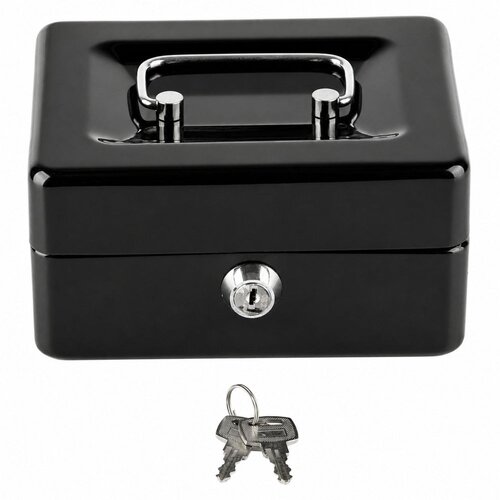  Metalna kasa za denar s ključem 13x10 cm - črna Slike