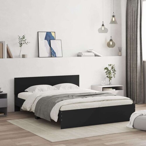 VidaXL Okvir za krevet s uzglavljem crni 150x200 cm Slike