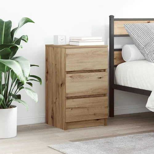 Furnova Nočne omarice s 3 predali 2 kosa artisan hrast 39x35x65 cm, (21927675)