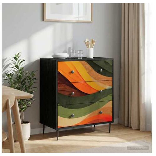 vidaXL Komoda BONN Retro valni uzorak 66 x 36 5 x 76 cm Crni hrast - Retro valni uzorak Cijene