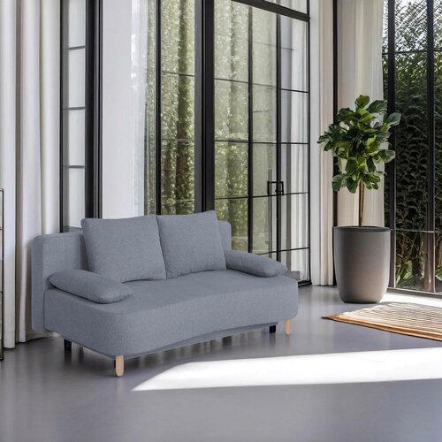 P & B ZOFA S POSTELJNO FUNKCIJO, temno siva tekstil, leseni material Cene
