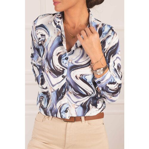 armonika Women's Blue Patterned Long Sleeve Shirt Slike