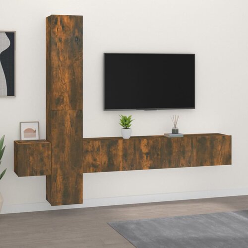 vidaXL 5-dijelni set TV ormarića boja dimljenog hrasta drveni Cijene