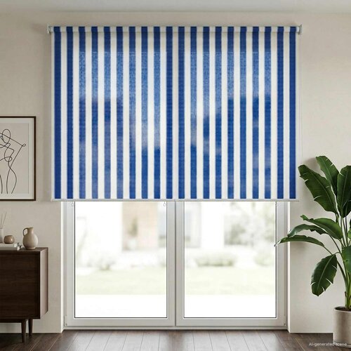  Vanjska roleta 90% blokada UV zraka Plava i bijela pruga 200 x 230 cm Slike