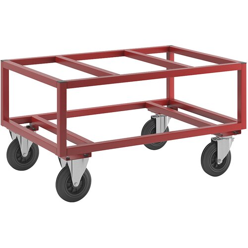 Kongamek transportni voziček za palete KM221, dxšxv 1200 x 800 x 650 mm, rdeče barve, 2 vrtljivi in 2 fiksni kolesi Cene