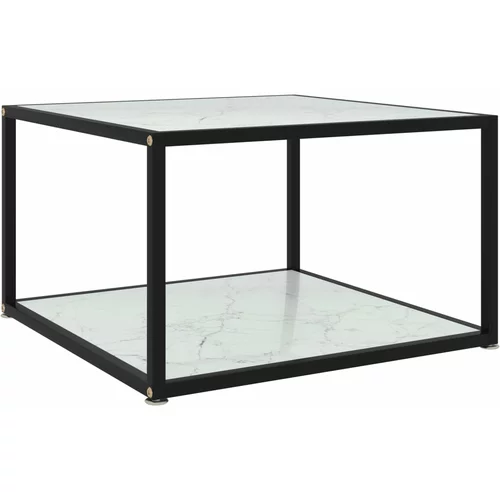 vidaXL Klubska mizica bela 60x60x35 cm kaljeno steklo