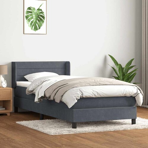 vidaXL Box Spring postelja z vzmetnico Temno siva 90x220 cm Velvet Cene