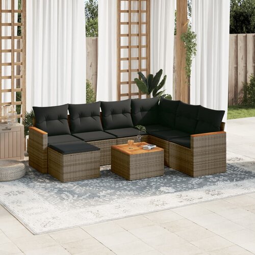 vidaXL 8-dijelni set vrtnih sofa od poliratana s jastucima sivi Cijene