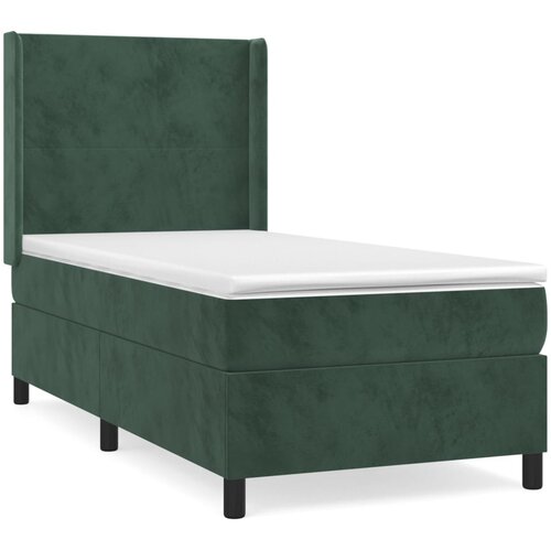 vidaXL Box spring krevet s madracem tamnozeleni 90x200 cm baršunasti Cene
