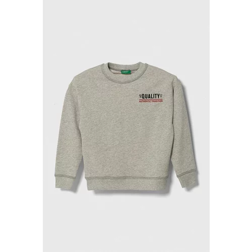 United Colors Of Benetton Otroški bombažen pulover siva barva