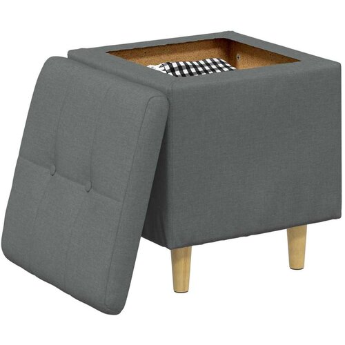  Otoman za pohranu s jastukom Tamno siva 40 x 40 x 45 cm tkanina - Tamno siva 40 cm tkanina Slike