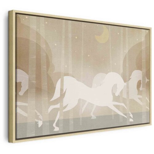  Slika - Moon Horses - Horses Galloping Among Trees on a Starry Night 60x40 U prirodnom drvenom okviru Cene