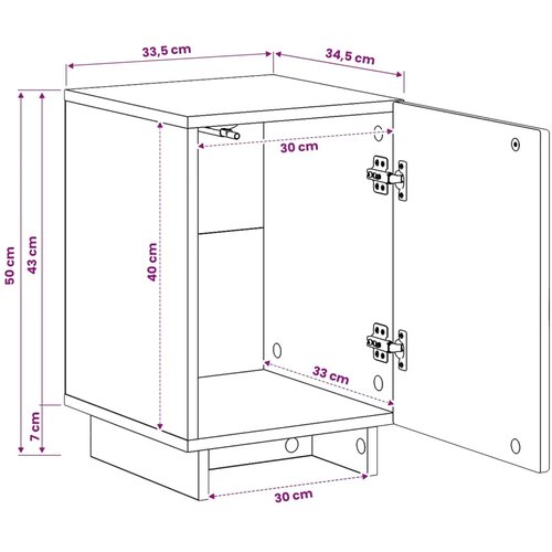  Noćni ormar 2 kom. Staro drvo 33 5 x 34 5 x 50 cm - Staro drvo 2 Slike