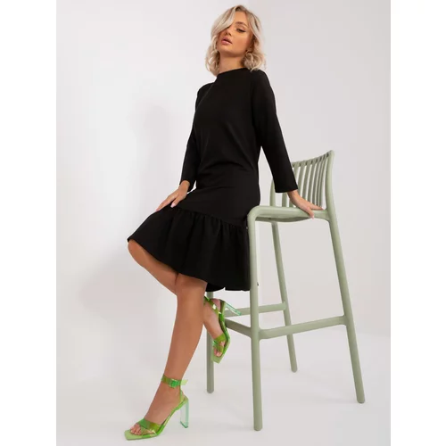 Fashion Hunters Black everyday dress with frill