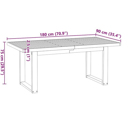  Blagovaonski stol &amp;quot;NOAIN&amp;quot; noge U-oblika 180x90x75 cm Slike