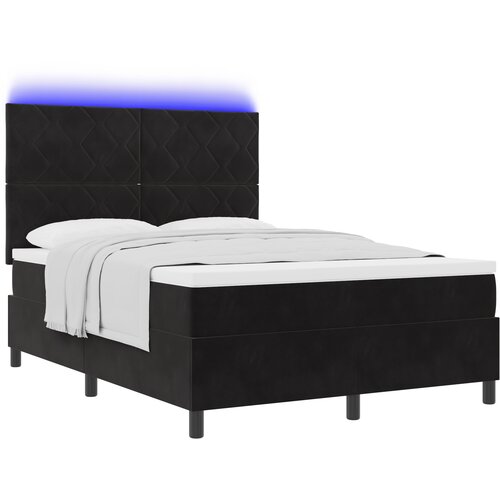 vidaXL Postelja s škatlastim vzmetenjem z vzmetnico & LED črna 140x200 cm žamet, (22083058) Cene