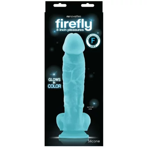 New Sensations Novelties Firefly 8 inch pleasures Glowing Dildo Blue