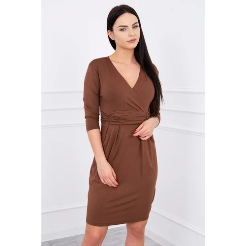 Kesi Dress fitted with a cut-out under the bust brown