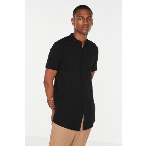 Trendyol Black Men's Slim Fit Collar Short Sleeve Pique Shirt Slike