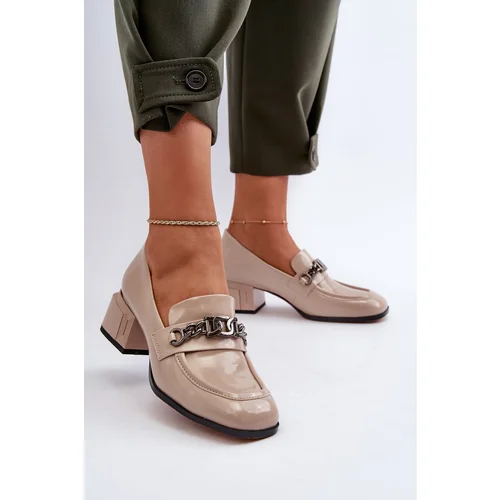 S. BARSKI Beige Patent Leather Court Shoes S.Barski