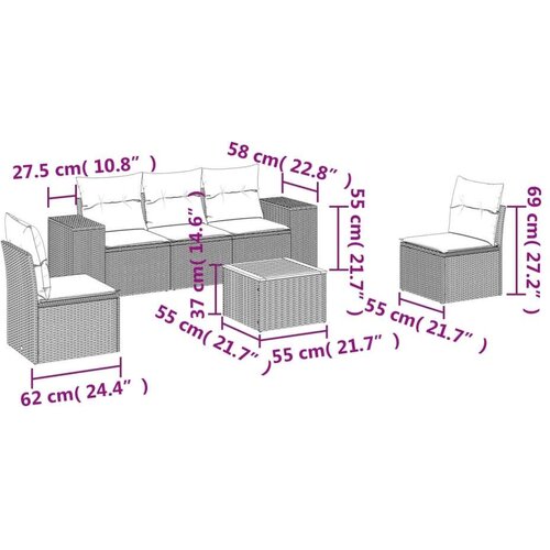 vidaXL 6-dijelni set vrtnih sofa s jastucima crni od poliratana Cijene