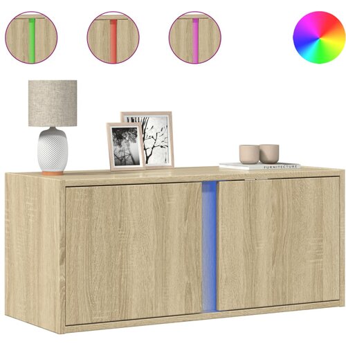 Maison Chic Stenska TV omarica - TV stojalo - Televizijska omarica z LED lučkami sonoma hrast 80x31x35 cm, (21700528) Slike
