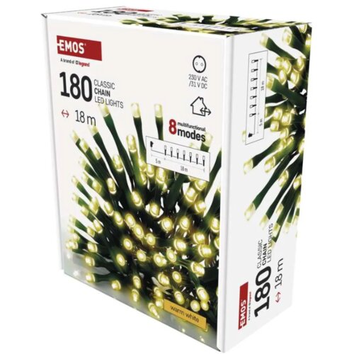 Emos Božična veriga, 18 m, večnamenska, topla bela Slike