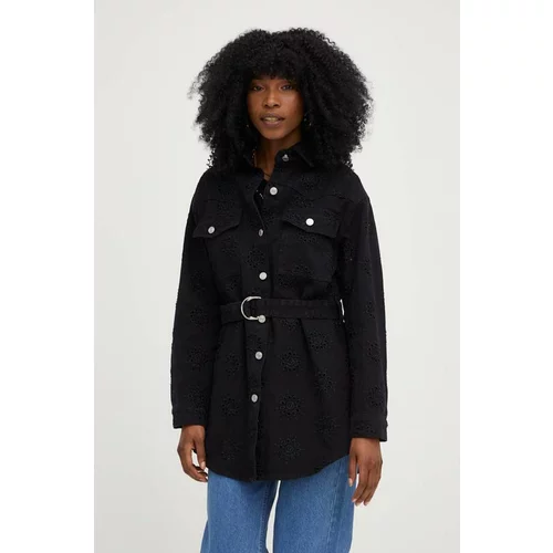 Answear Lab Traper jakna za žene, boja: crna, za prijelazno razdoblje, oversize